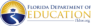 El logotipo de FLDOE se muestra en la página web de una escuela de bartenders con licencia, indicando la acreditación oficial por parte del Departamento de Educación de Florida.