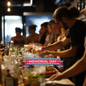 Una vibrante Clase de Cócteles del Día de los Caídos en 786 Bartend, The Bartenders Institute en Miami, Florida, donde los participantes aprenden a preparar refrescantes cócteles de verano dirigidos por un hábil instructor.